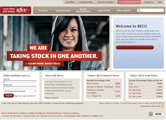 BECU (Boeing Employees’) Credit Union Website